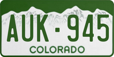 CO license plate AUK945