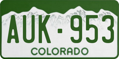 CO license plate AUK953