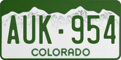 CO license plate AUK954