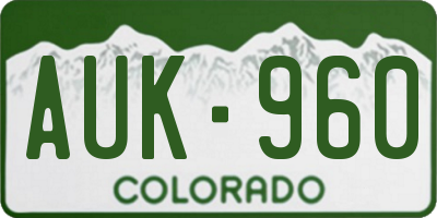 CO license plate AUK960