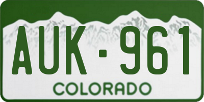 CO license plate AUK961