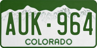 CO license plate AUK964