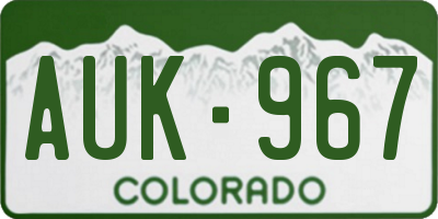 CO license plate AUK967