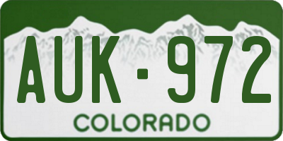 CO license plate AUK972