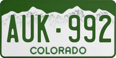 CO license plate AUK992
