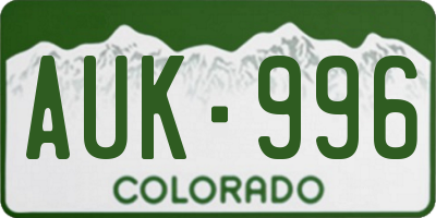 CO license plate AUK996