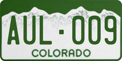 CO license plate AUL009