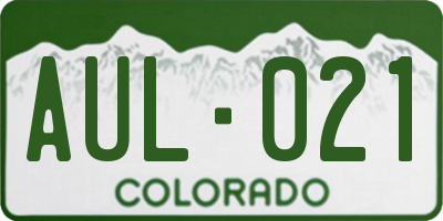 CO license plate AUL021