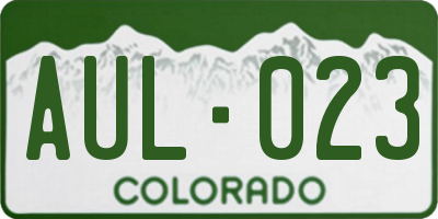 CO license plate AUL023