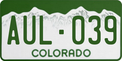 CO license plate AUL039