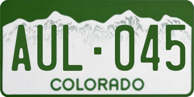 CO license plate AUL045