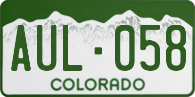 CO license plate AUL058