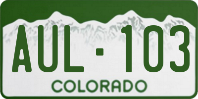 CO license plate AUL103