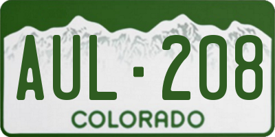 CO license plate AUL208