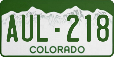 CO license plate AUL218