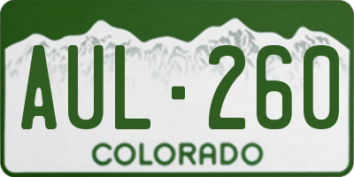 CO license plate AUL260