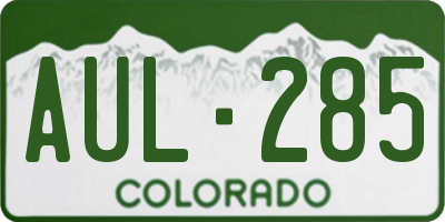 CO license plate AUL285