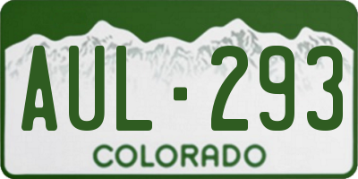 CO license plate AUL293