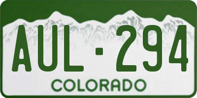 CO license plate AUL294