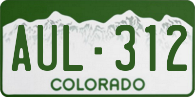 CO license plate AUL312