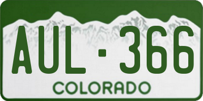 CO license plate AUL366