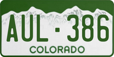 CO license plate AUL386