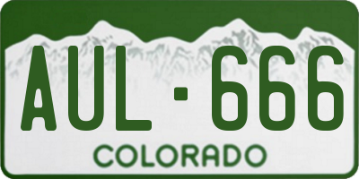 CO license plate AUL666