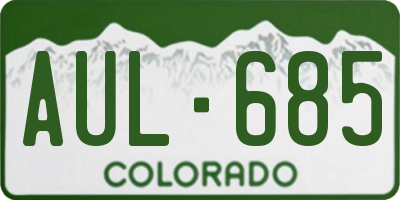 CO license plate AUL685