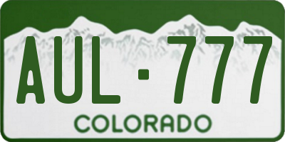 CO license plate AUL777