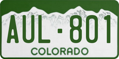CO license plate AUL801