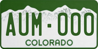 CO license plate AUM000