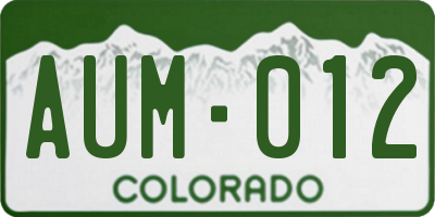 CO license plate AUM012