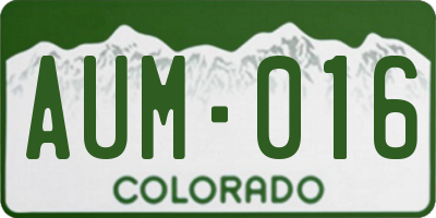 CO license plate AUM016