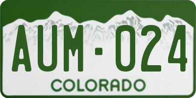 CO license plate AUM024