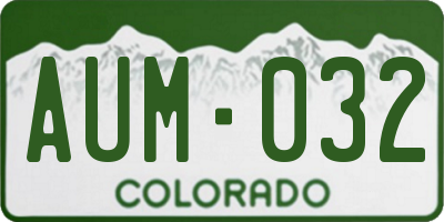 CO license plate AUM032
