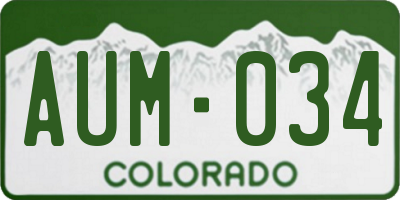 CO license plate AUM034