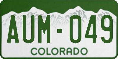 CO license plate AUM049
