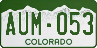 CO license plate AUM053