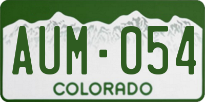 CO license plate AUM054