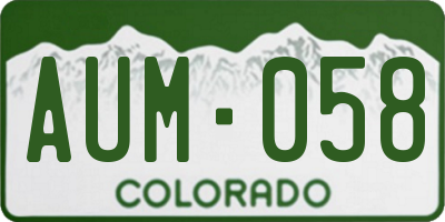 CO license plate AUM058
