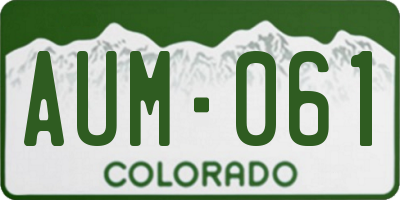 CO license plate AUM061
