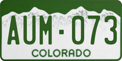 CO license plate AUM073