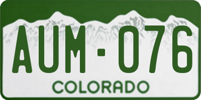CO license plate AUM076