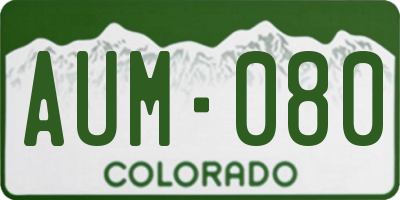 CO license plate AUM080
