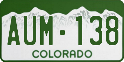 CO license plate AUM138