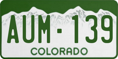 CO license plate AUM139