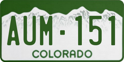 CO license plate AUM151