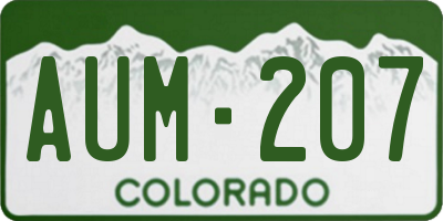 CO license plate AUM207