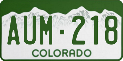 CO license plate AUM218