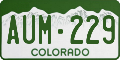 CO license plate AUM229